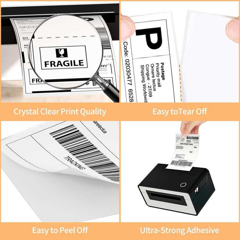 MultiLabel 2 Rolls 4" x 6" Direct Thermal Printer Label, 250 Labels/Roll, Total 500 Thermal Shipping Labels, Strong Adhesive, Commercial Grade, Perforated, Compatible with Most Thermal Printers (NOT for DYMO) - Image 4