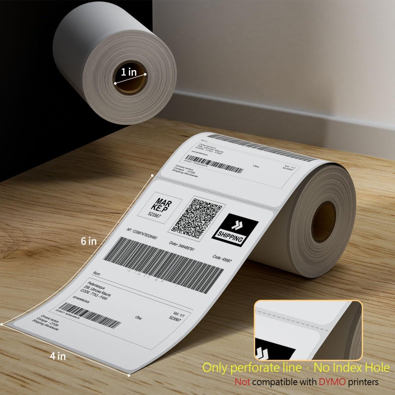 MultiLabel 2 Rolls 4" x 6" Direct Thermal Printer Label, 250 Labels/Roll, Total 500 Thermal Shipping Labels, Strong Adhesive, Commercial Grade, Perforated, Compatible with Most Thermal Printers (NOT for DYMO) - Image 2