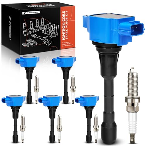 A-Premium APremium Ignition Coil Pack and Iridium Spark Plugs Compatible with Nissan 370Z 20092020 Infiniti FX37 EX37 2013 G37 20082013 M37 Q40 Q50 Q60 Q70 Q70L QX50 QX70 37L Blue Set of 6 - Image 1