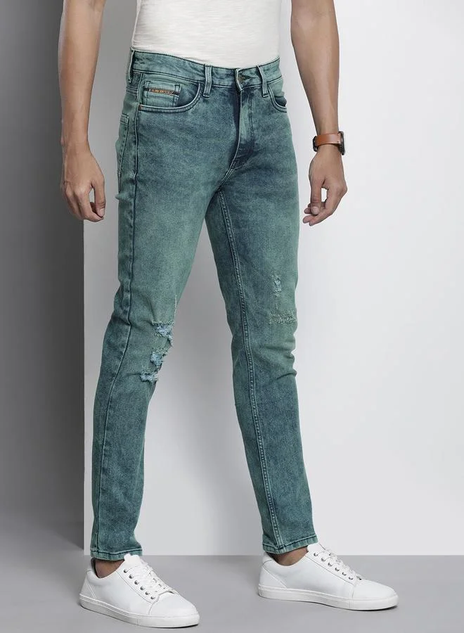 The Indian Garage Co The Indian Garage Co Men Acid Wash Ripped Blue Jeans