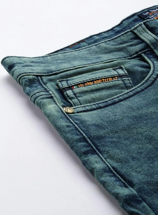 The Indian Garage Co Blue The Indian Garage Co Men Acid Wash Ripped Blue Jeans for Men | Best Price UAE