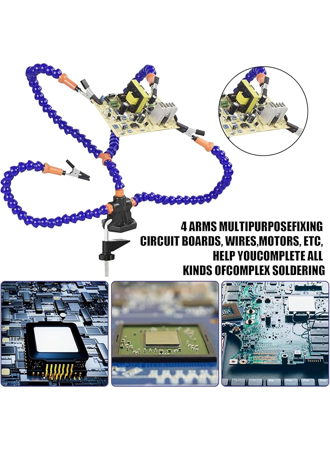 erorex Flexible Helping Hands Soldering Station Third Hand Soldering Tool With Table Clamp Pcb Holder Accessories Non Slip Metal Base And Alligator Clips For Electronics Repair Craft And Diy Projects  - Image 2