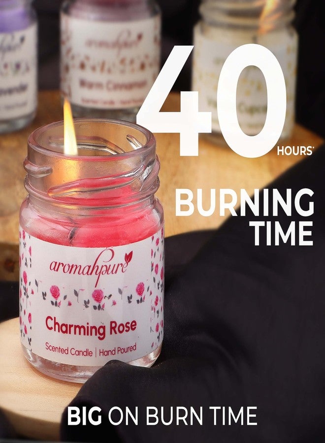 Aromahpure Scented Candles (Set of 4) (35 Hours) (100% Natural Wax) - Handcrafted | Smoke-Free | Vanilla Fantasy,Charming Rose, Warm Cinnamon, Joyful Lavender for Home & Gift Sets - Image 5