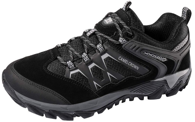 CAMEL CROWN Hiking Shoes Men Breathable NonSlip Sneakers Lightweight Low Top for Outdoor Trailing Trekking Walking Black