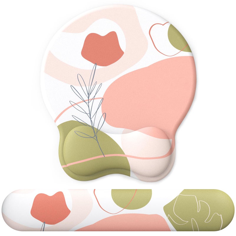 eulps Mouse Pad Wrist Support, Ergonomic Memory Foam Keyboard Wrist Pad & Gel Wrist Rest Set for Computer Keyboard for Easy Typing & Pain Relief for Office & Home (Rose Set) - Image 1