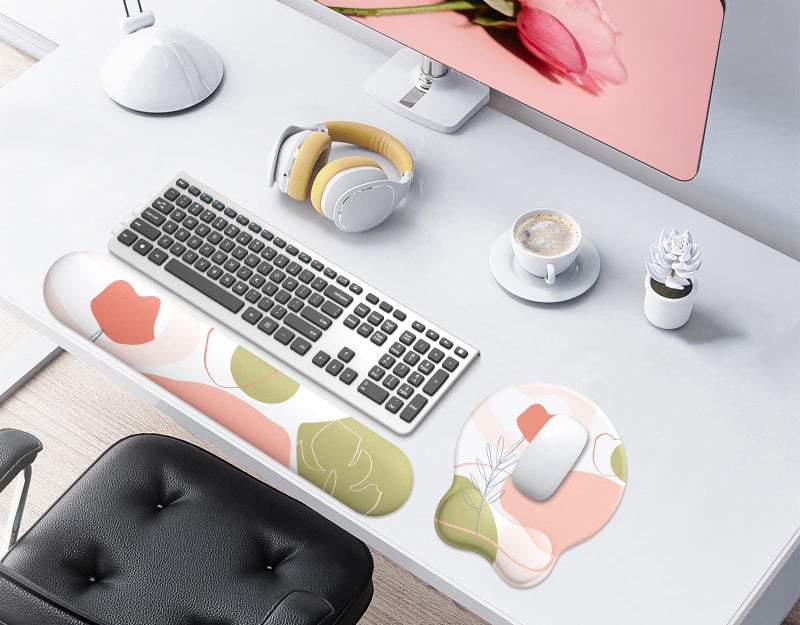 eulps Mouse Pad Wrist Support, Ergonomic Memory Foam Keyboard Wrist Pad & Gel Wrist Rest Set for Computer Keyboard for Easy Typing & Pain Relief for Office & Home (Rose Set) - Image 2
