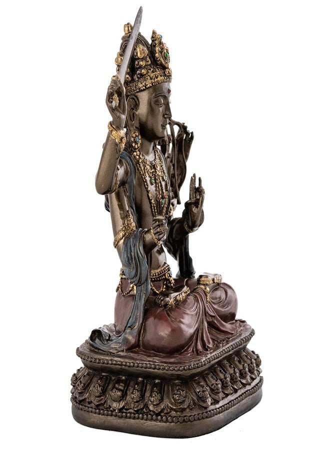 Top Collection Decorative Manjusri Buddha Statue- Bodhisattva of Transcendent Wisdom Sculpture in Premium Cold Cast Bronze- 5.25-Inch Collectible East Asian New Age Buddhist Figurine - Image 4