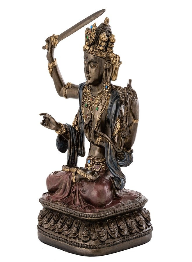 Top Collection Decorative Manjusri Buddha Statue- Bodhisattva of Transcendent Wisdom Sculpture in Premium Cold Cast Bronze- 5.25-Inch Collectible East Asian New Age Buddhist Figurine - Image 2