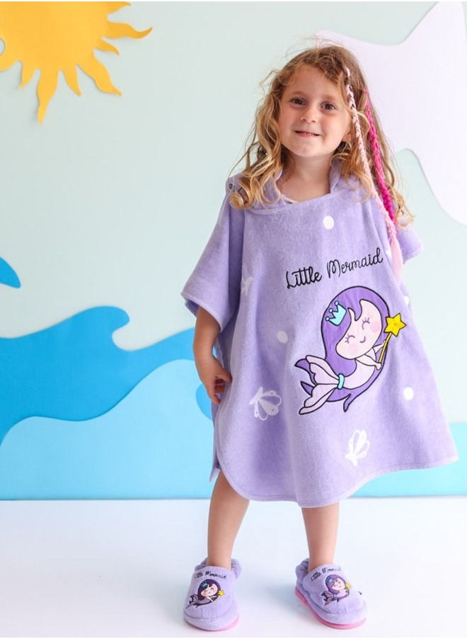 Milk & Moo Kids Poncho And House Slippers Little Mermaid Set  - Image 2