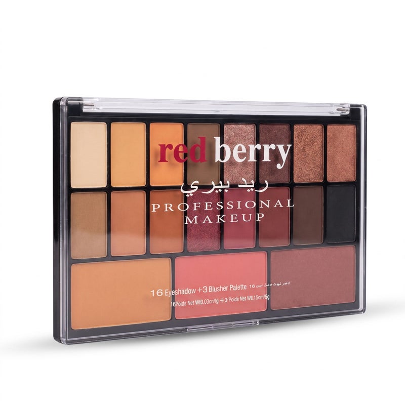 Red Berry - Eyeshadow and Blusher Palette 16 Colors