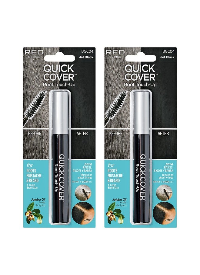 Red by Kiss - RED by Kiss Quick Cover Root Touch Up Rescue, Mascara Natural Water-Resistant Temporary Gray Concealer Cover Up Brush for Hair Mustache & Beard (Jet Black) (2Pcs) - Image 1