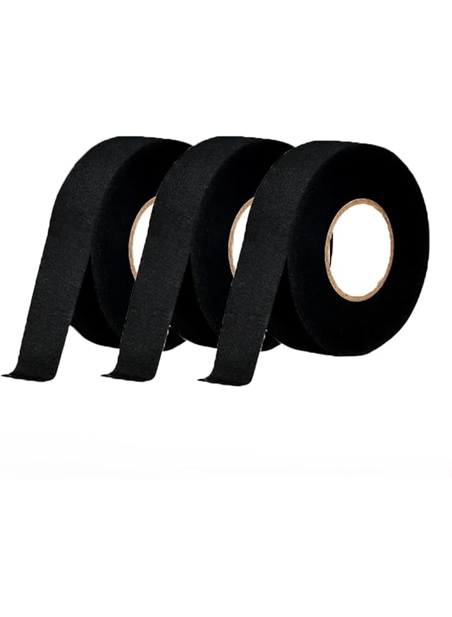 PROMASS 3pcs Electrical Tape Heat Resistant Harness Tape Adhesive Cloth Tape Waterproof Tape Insulating Automotive Fabric Cloth Tape(9mm *10m) 
