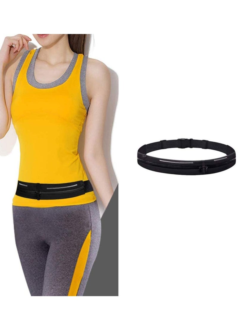 SYOSI SYOSI Running Belt Waist Pack for Women and Men, Dual Pocket Adjustable Water Proof Waist Runner Pouch, Sweatproof Rainproof Mobile Phone Pouch Bag for Fitness Jogging Sport Cycling Hiking (Black)  - Image 1
