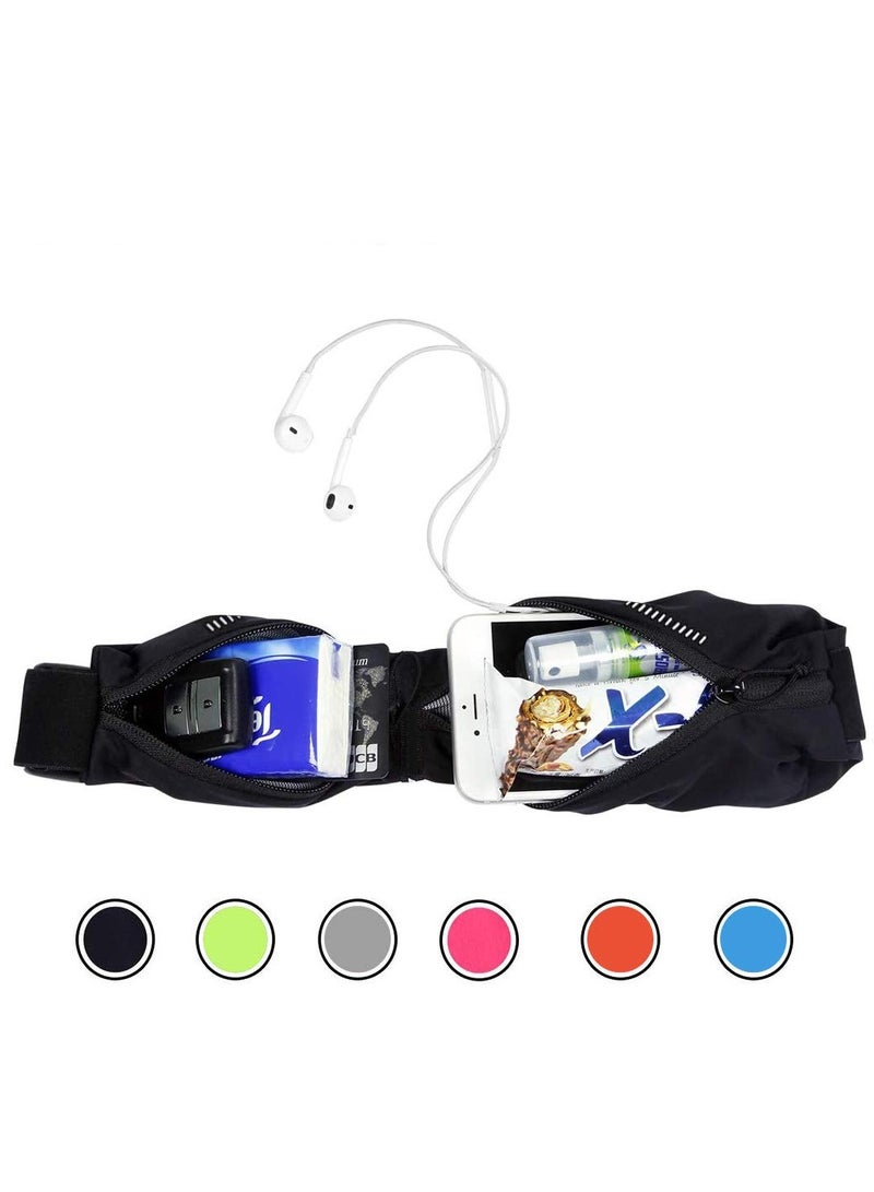 SYOSI SYOSI Running Belt Waist Pack for Women and Men, Dual Pocket Adjustable Water Proof Waist Runner Pouch, Sweatproof Rainproof Mobile Phone Pouch Bag for Fitness Jogging Sport Cycling Hiking (Black)  - Image 4