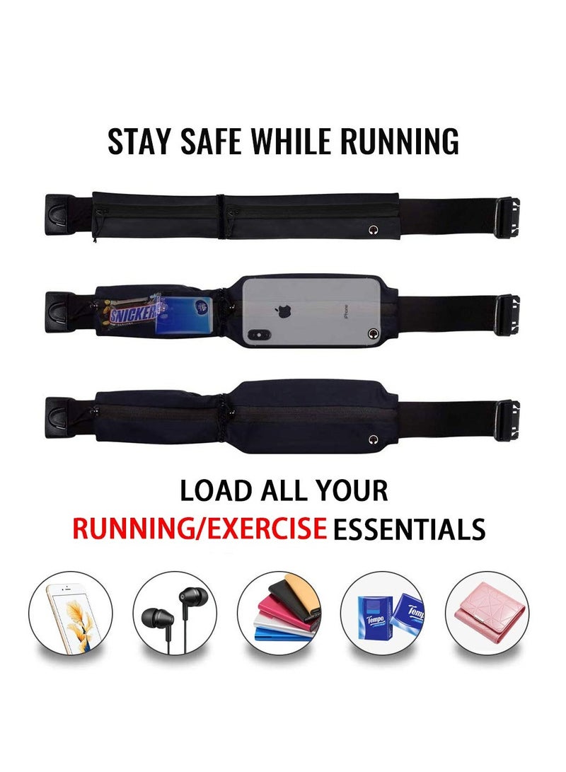 SYOSI SYOSI Running Belt Waist Pack for Women and Men, Dual Pocket Adjustable Water Proof Waist Runner Pouch, Sweatproof Rainproof Mobile Phone Pouch Bag for Fitness Jogging Sport Cycling Hiking (Black)  - Image 5