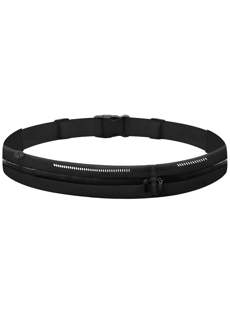 SYOSI SYOSI Running Belt Waist Pack for Women and Men, Dual Pocket Adjustable Water Proof Waist Runner Pouch, Sweatproof Rainproof Mobile Phone Pouch Bag for Fitness Jogging Sport Cycling Hiking (Black)  - Image 2