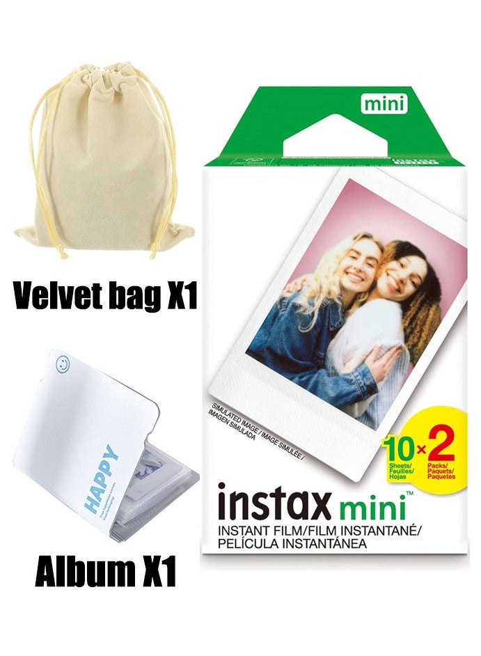 Generic 20-Sheet Instax Film Photo Paper，Camera film album, 1 storage velvet bag - Image 1