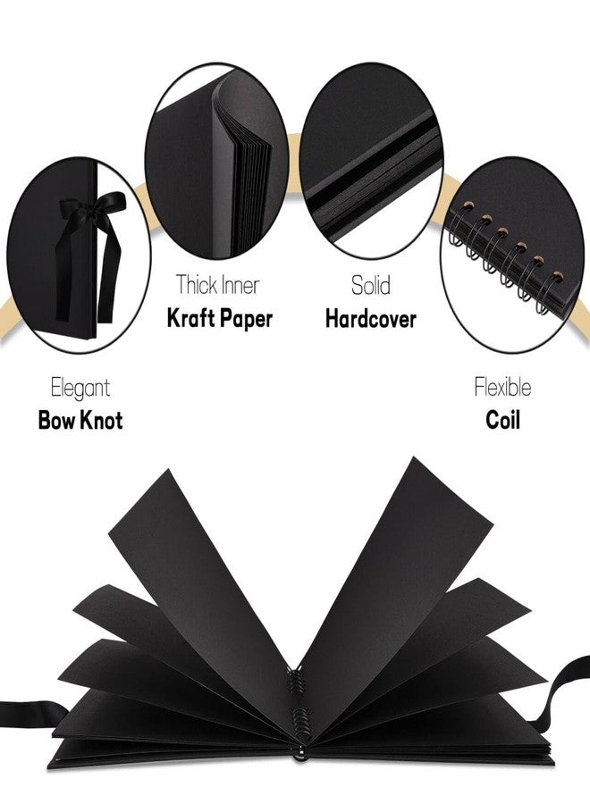 Mauproy 8 x 8 Inch Small Black Scrapbook Album, 40 Pages Photo Album with Black Pages, Kraft Paper Hardcover Memory Book with DIY Accessories Kit for Travel Anniversary Wedding Birthday - Image 4