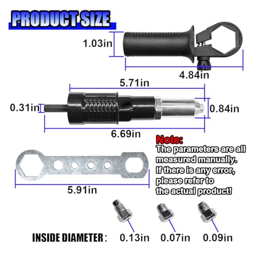 Tuxihapp Pop Rivet Gun Adapter Kit Rivet Drill Tool with 24mm32mm40mm48mm Rivets Heads Cordless Electric Power Drill Adaptor Attachment 1SET - Image 3