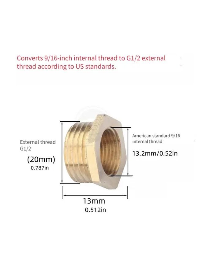 Brass Connector Adapter 2pcs US Standard 9 16 To G1 2 Thread Conversion Fittings - Image 1