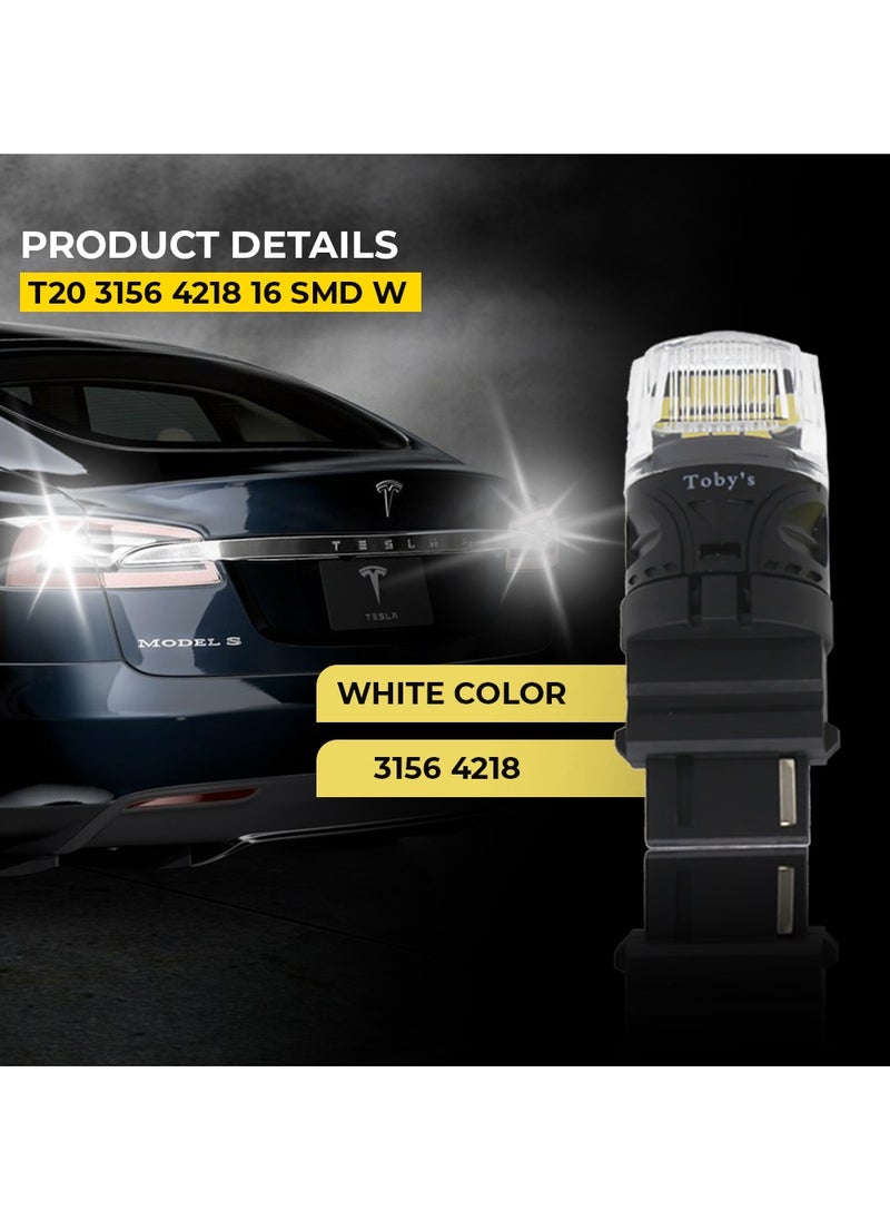 Toby's Toby's Super Bright Power T20 3156 16SMD LED Bulbs with 4218 Chip replacement for Back Up Reverse Brake Lights (White)  - Image 2