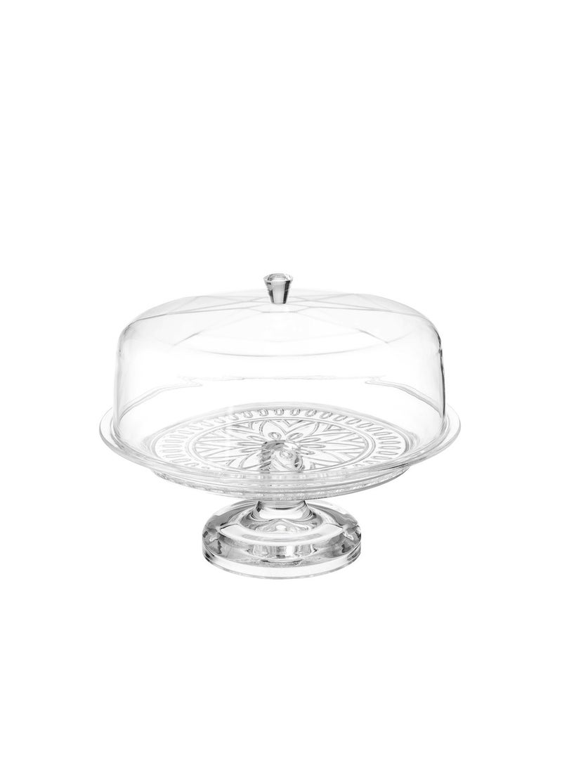 Abareek Al Safa Transparent circular cake and dessert serving stand with a distinctive design  - Image 1