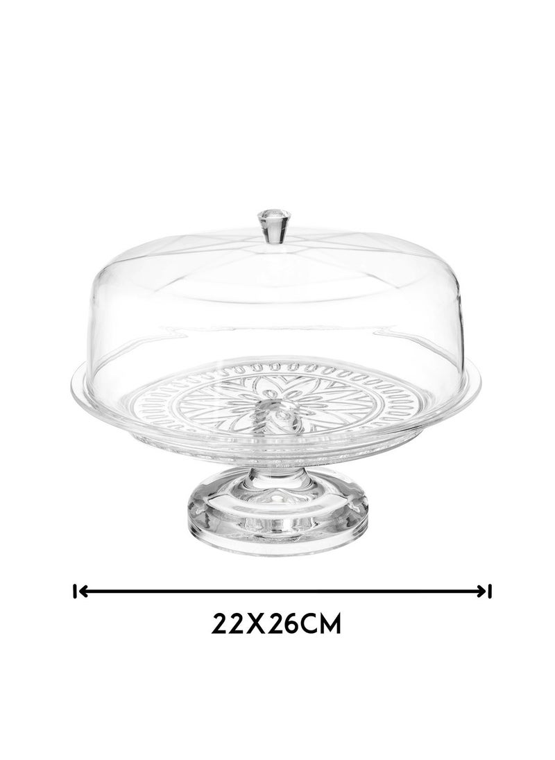 Abareek Al Safa Transparent circular cake and dessert serving stand with a distinctive design  - Image 4