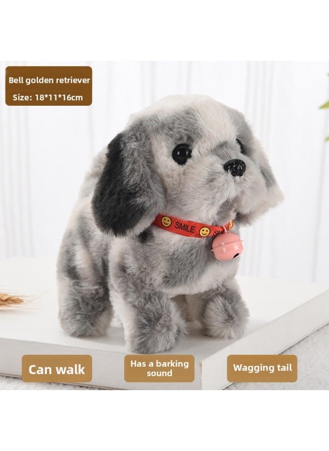 Toy Dog Children Plush Electric Toy Walking Dog Electric Dog Stall Electronic Puppy Pet-Color:Bell Golden Retriever (tie Dye Gray)  - Image 1