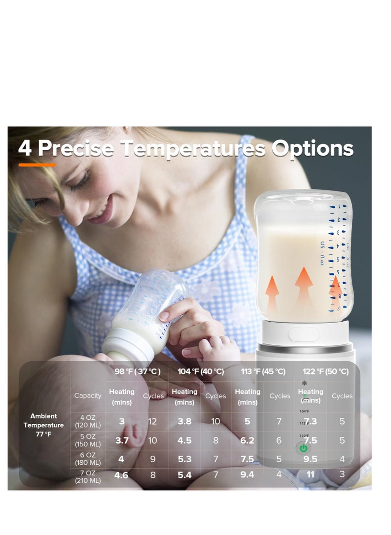 Generic Portable Bottle Warmer, 5Adapters, Rechargeable Bottle Warmer for Travel, 4 Accurate Temperature Adjustable u0026 Beep Prompt, Cordless Baby Bottle Warmer for Breastmilk or Formula  - Image 4