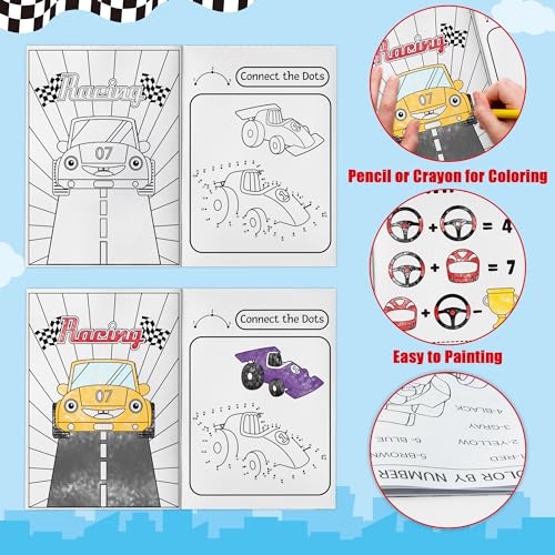 JAPBOR Race Car Coloring Books - 24PCS Mini Racing Cars Activity Color Books Bulk for Kid Party Favors, Truck Transportation Themed Small Colouring Pages for Birthday Gifts Class Drawing Painting Game - Image 4
