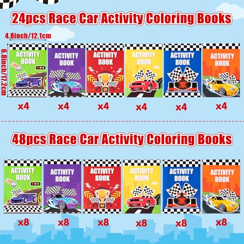 JAPBOR Race Car Coloring Books - 24PCS Mini Racing Cars Activity Color Books Bulk for Kid Party Favors, Truck Transportation Themed Small Colouring Pages for Birthday Gifts Class Drawing Painting Game - Image 2