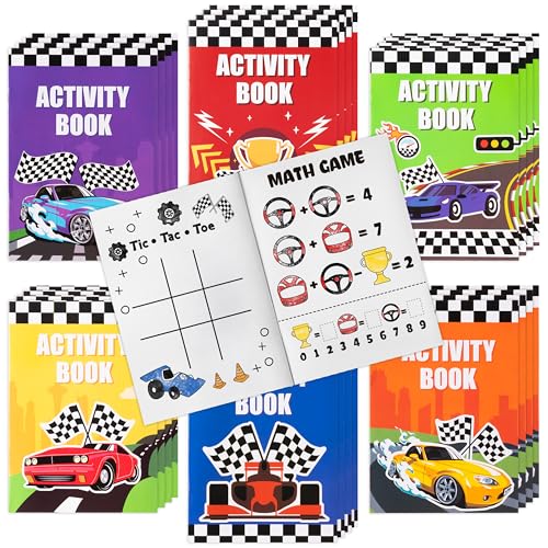 JAPBOR Race Car Coloring Books - 24PCS Mini Racing Cars Activity Color Books Bulk for Kid Party Favors, Truck Transportation Themed Small Colouring Pages for Birthday Gifts Class Drawing Painting Game - Image 1