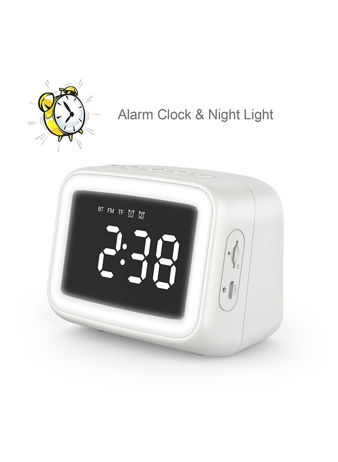 NIBEMINENT AEC BT511 Mini Bluetooth 5.0 Speaker Alarm Clock Radio with FM Supports LED Night Lamp TF Card Temperature Display Micro USB Rechargeable Wireless Red  - Image 2