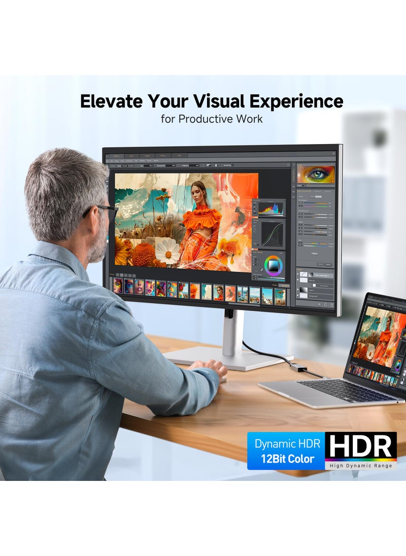 Cable Matters Cable Matters 48Gbps USB C to HDMI 2.1 Adapter, Supports 8K 60Hz / 4K 240Hz HDR, Thunderbolt 4 to HDMI 2.1, HDMI 2.1 to USB C Adapter, Compatible with Thunderbolt 5 - Max Resolution on Mac is 4K@60Hz  - Image 5