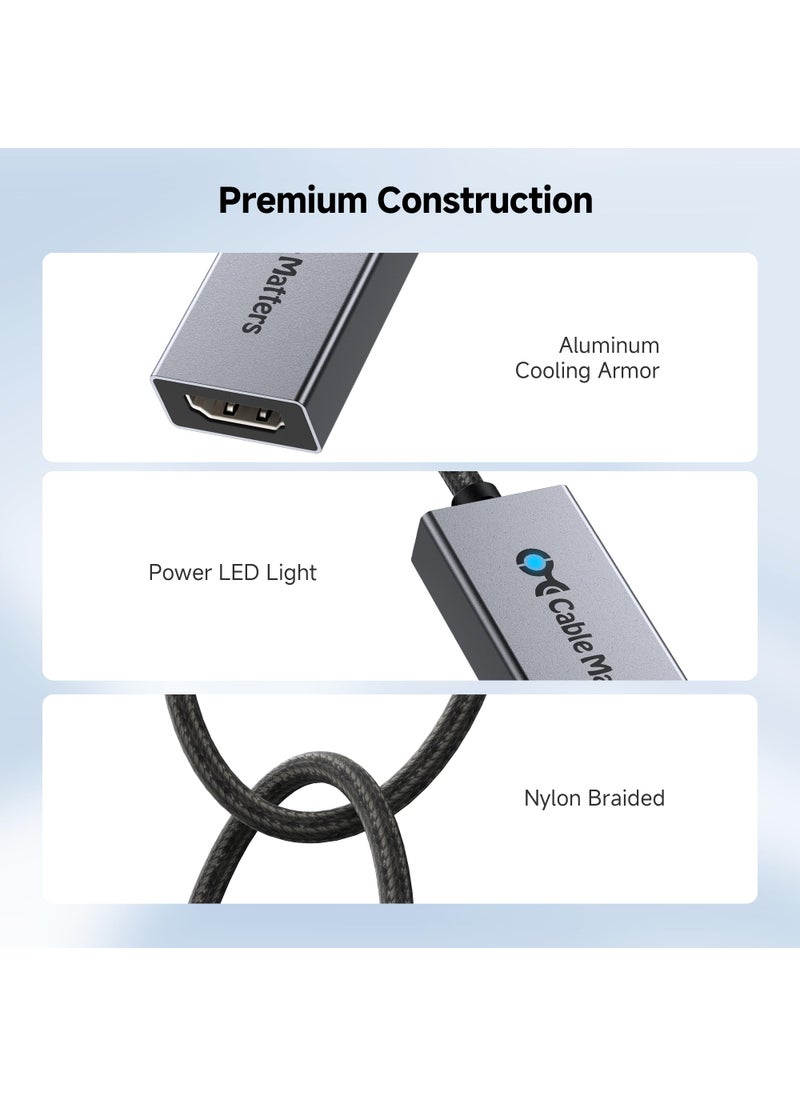Cable Matters 48Gbps USB C to HDMI 2.1 Adapter, Supports 8K 60Hz / 4K 240Hz HDR, Thunderbolt 4 to HDMI 2.1, HDMI 2.1 to USB C Adapter, Compatible with Thunderbolt 5 - Max Resolution on Mac is 4K@60Hz
