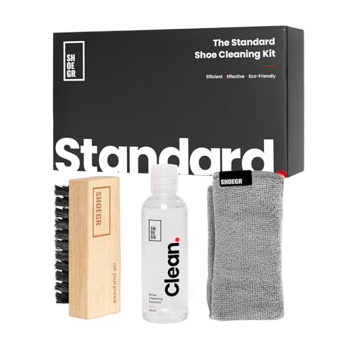 SHOEGR Standard Shoe Cleaning Kit with Microfiber Towel | White Shoes Cleaner | Sneaker Cleaning Solution with All-Purpose Shoe Brush | Sports & Daily Footwear Cleaner - Image 1
