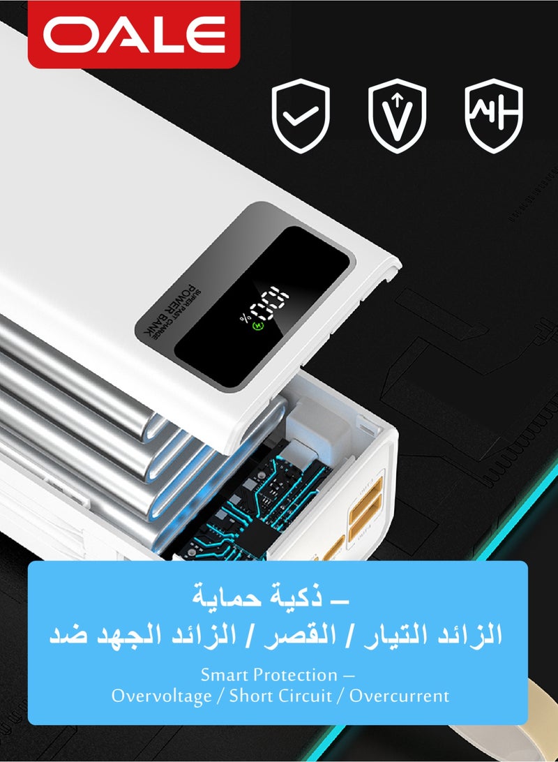 أوالي, بنك طاقة OALE iPower P40000 40000 مللي أمبير في الساعة ، شحن فائق السرعة بقوة 22.5 واط ، كابلات مدمجة من النوع C و Lightning ، ضوء LED ، مؤشر مستوى الطاقة - Image 5