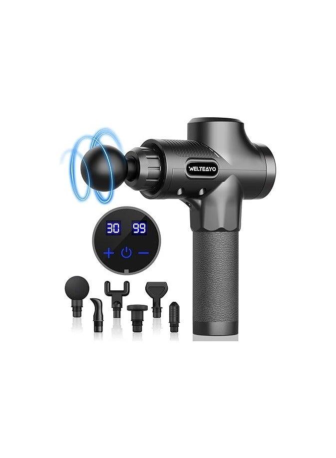 Generic WELTEAYO Muscle Massage Gun, Handheld Deep Tissue Muscle Relief Massager, Portable Personal Massage Gun for Exercising Pain Relief (30 Speeds-6 Heads) - Image 1