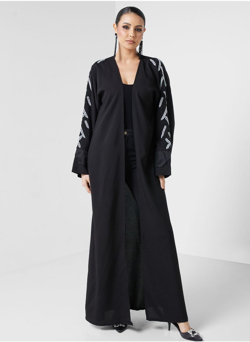 hayas closet - Embellished Front Open Abaya - Image 1