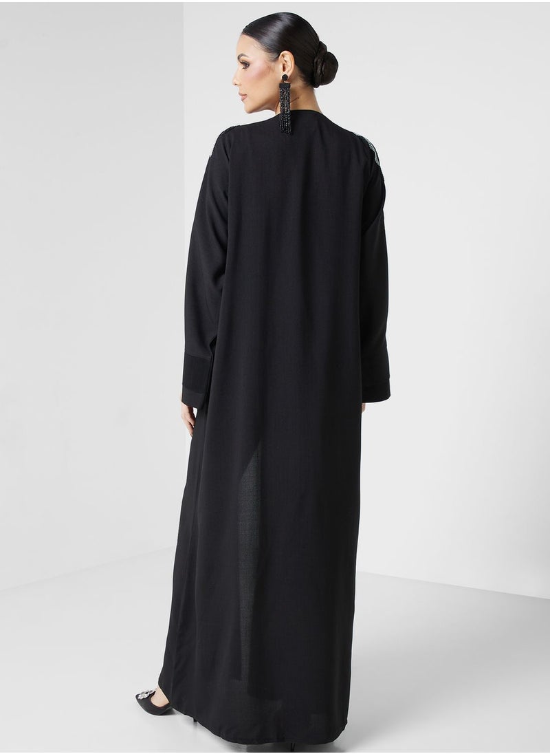 hayas closet - Embellished Front Open Abaya - Image 1