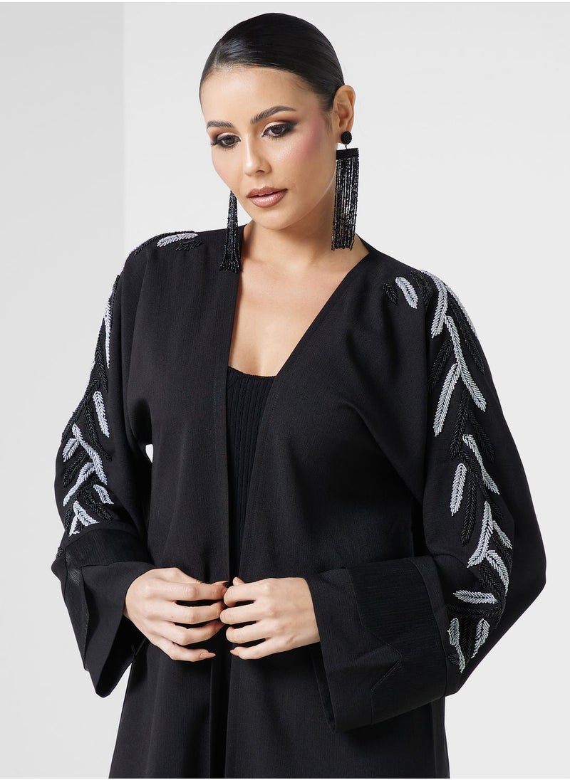 hayas closet - Embellished Front Open Abaya - Image 1