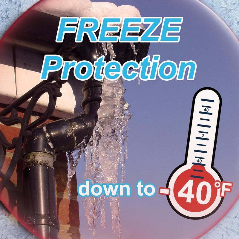 Cupohus Heat Tape for Water Pipes with Digital Display Thermostat 30FT, Freeze Protection Self-Regulating Heat Trace Cable for Metal, Plastic Home Pipes, Roof and RV - Image 2