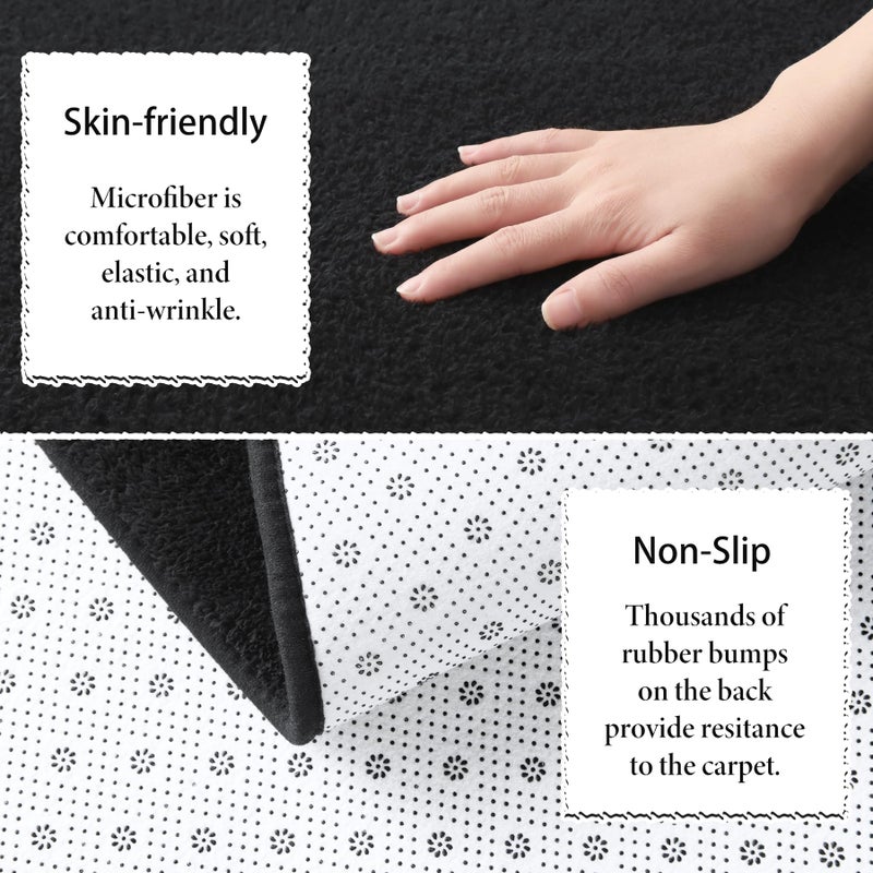 Keeko Soft Area Rugs for Bedroom Living Room  4x6 Black Modern Indoor Low Pile Fluffy Rug Machine Washable Non Slip Thickened Memory Foam Rug Carpet for Kitchen Dorm Classroom Kids Room Decor - Image 4