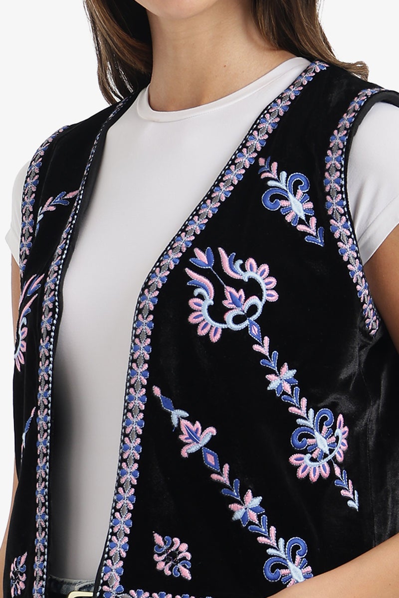Carina سترة مخملية مطرزة - Image 5