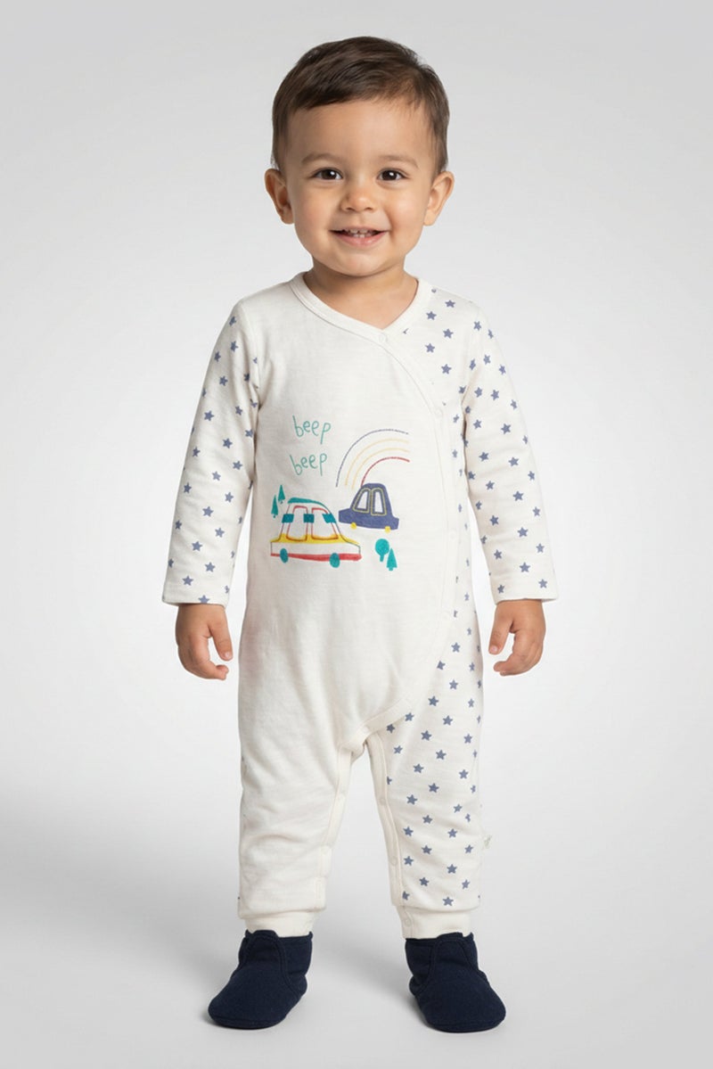 Hamleys Toddlers Boy Graphic Print Long Sleeve Bodysuits, White - Image 1