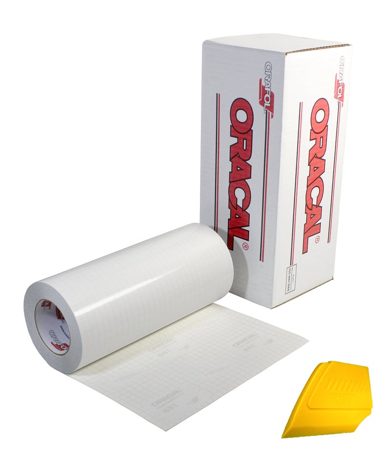 ORACAL 651 MultiColored Vinyl SolventBased AdhesiveBacked Calendared Wrap Decals wYellow MultiPurpose Squeegee 12 x 5ft Transparent