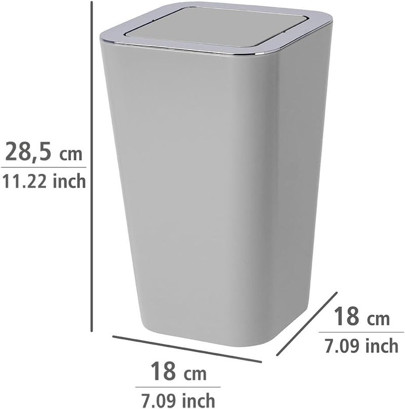 Wenko Small Trash Can with Swing Top Lid, Mini Waste Basket, Stylish Garbage Bin for Bathroom, Bedroom, Kitchen, 1.6 Gallon, 7.1 x 11.2 x 7.1 in, Gray - Image 4