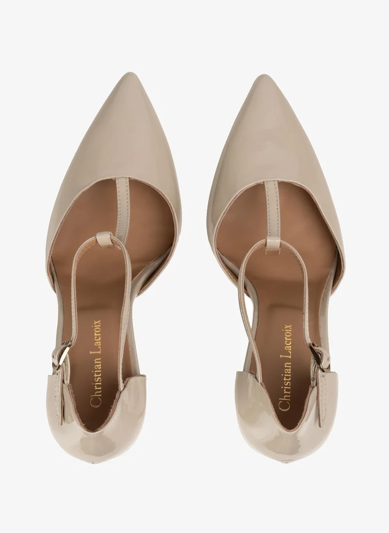 Christian Lacroix Christian Lacroix Women's Leather Ankle Strap Heels - Beige
