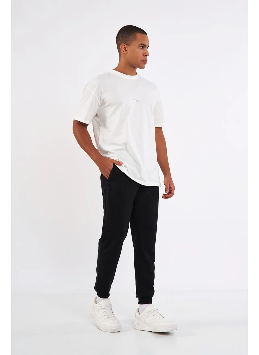 mmetalic Men's Black Elastic Leg Sweatpants