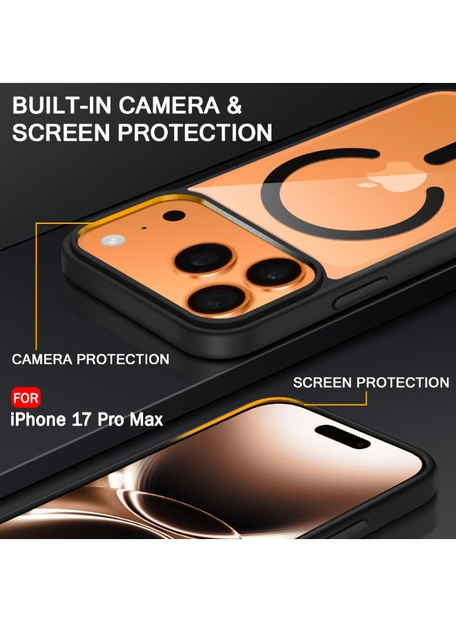 iPhone 17 Pro Max Case Compatible with Mag-Safe, Clear Hard PC Anti-Yellowing Back with Shock-Absorbing Silicone Frame – Black - Image 3